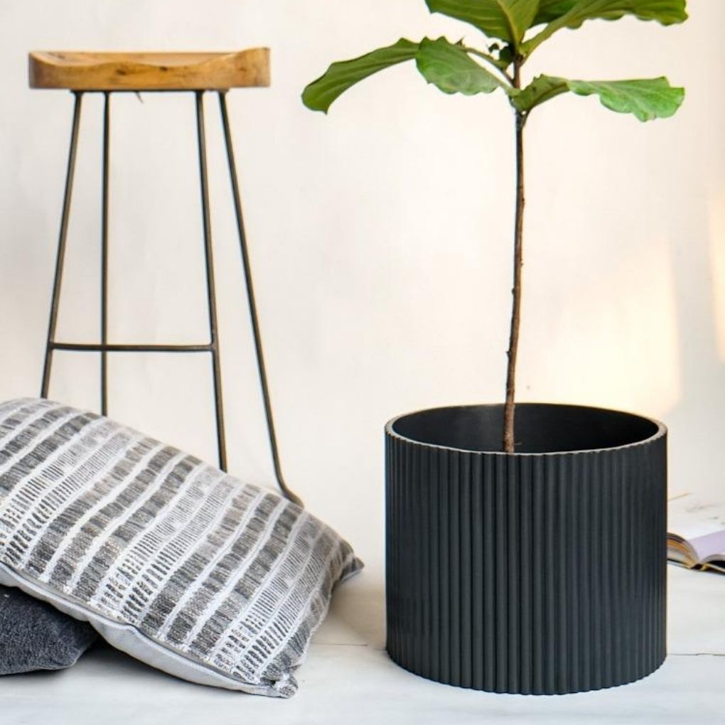 Large Fluted Planter - Black