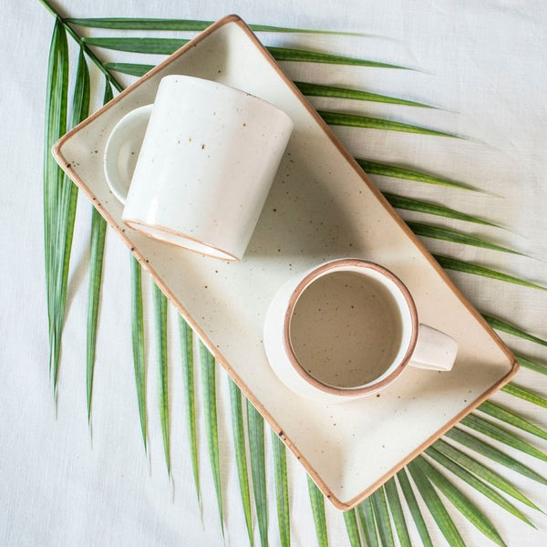 Rann Coffee Mug Set - 2 Coffee Mugs + Coffee Tray