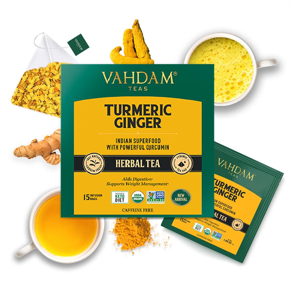 Turmeric Ginger Herbal Tea Tisane - 15 Tea Bags