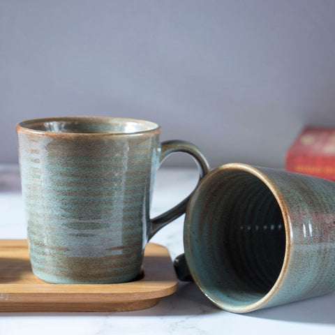Dove Blue Stoneware Coffee Mug - Set Of 2