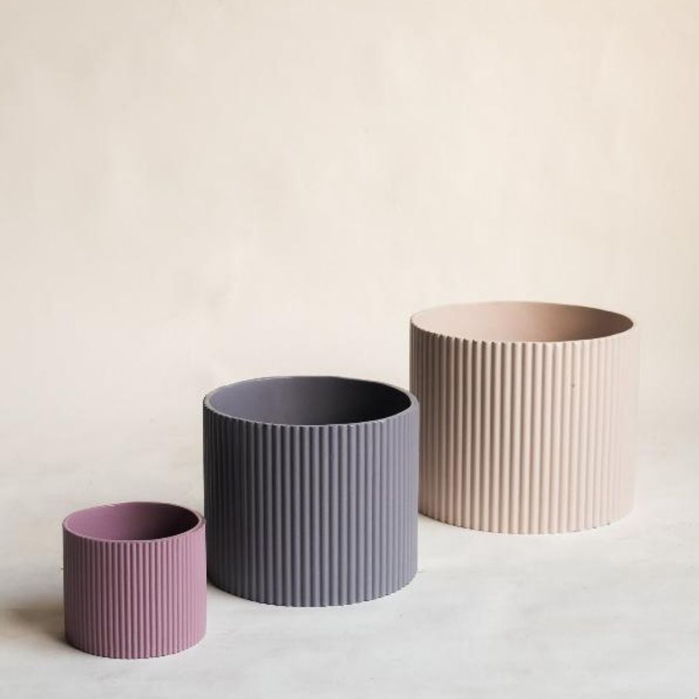 Medium Fluted Planter With Base