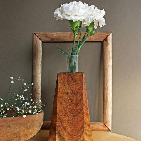 Faceted Pyramid Wooden Desktop Planter