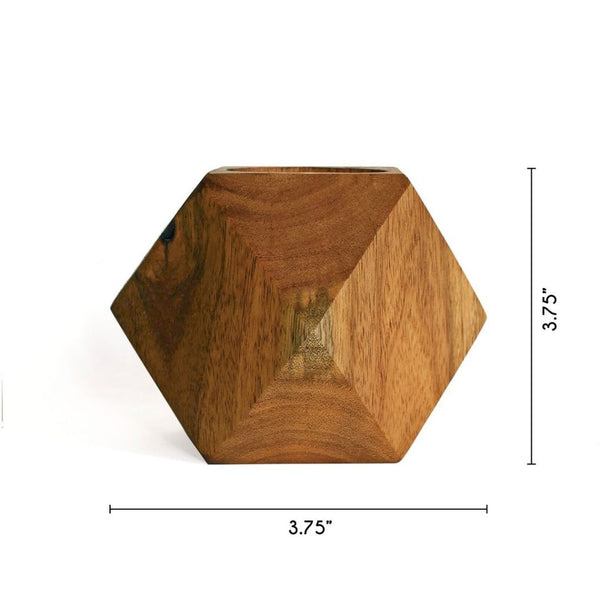 Faceted Cube Wooden Desktop Planter