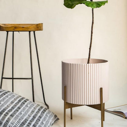 Large Fluted Planter With Stand