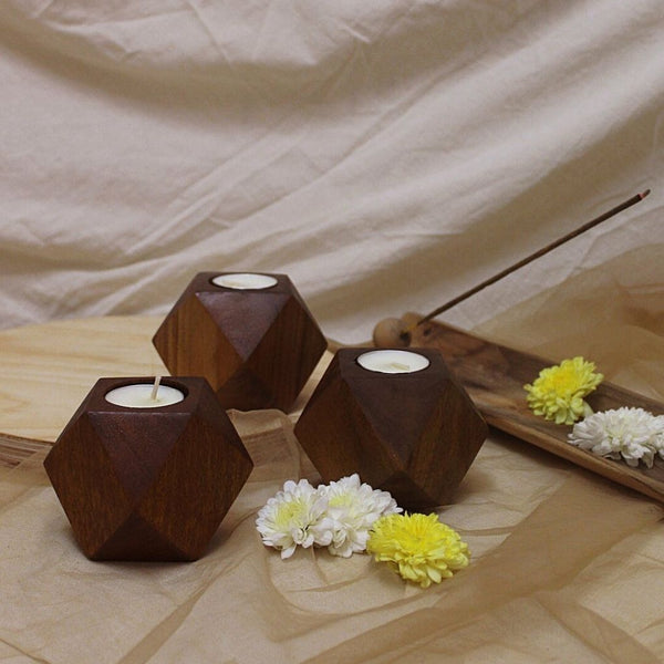 Faceted Cube Tea Lights - Set of 3
