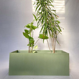 Fluted Planter Box - Olive Green