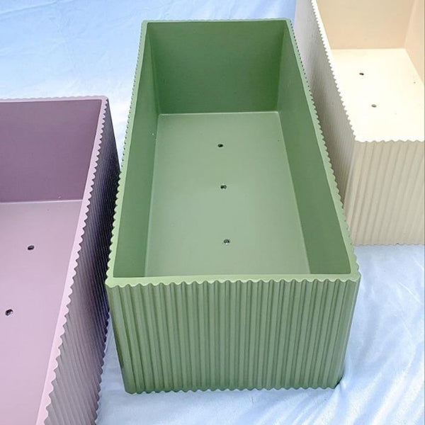 Fluted Planter Box - Olive Green