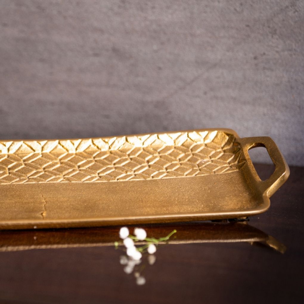 Buy Patterned Metal Decorative Tray Online In India Popyuli