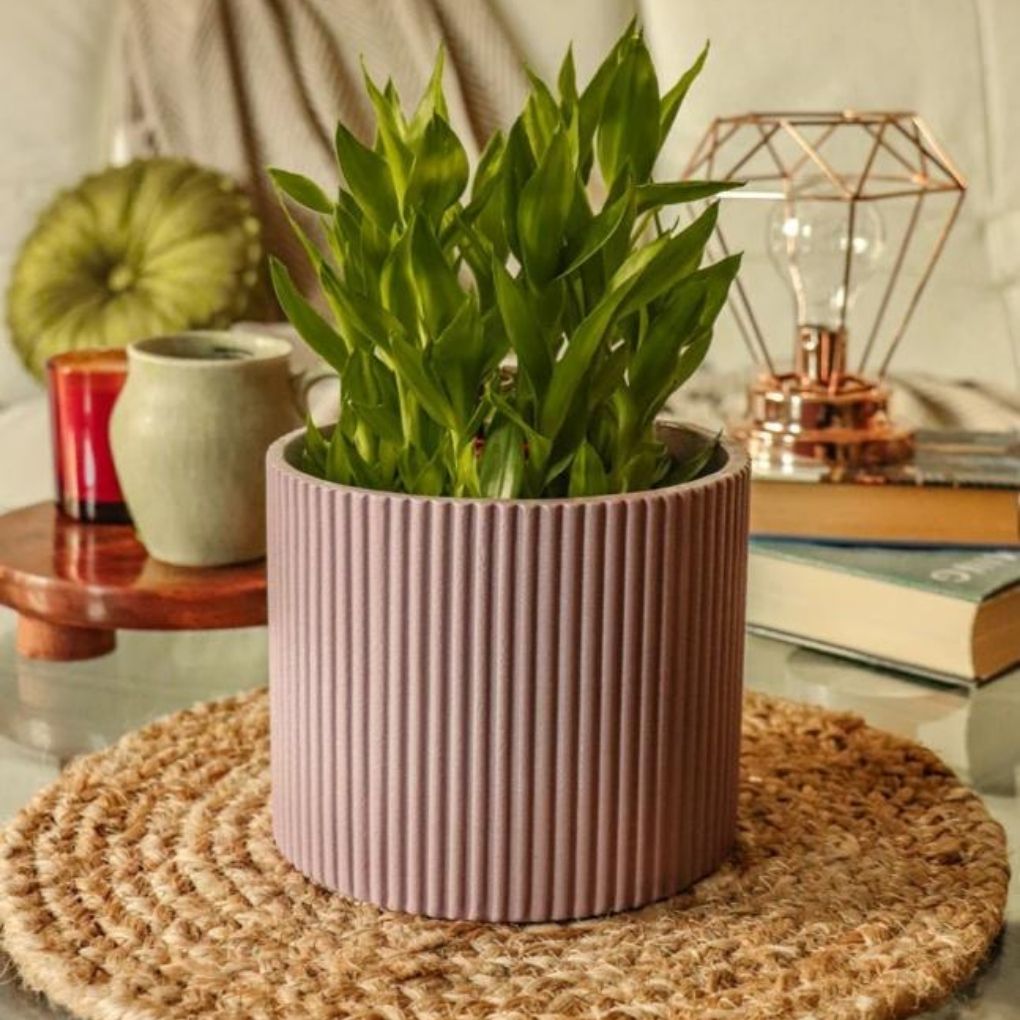 Small Fluted Planter - Nude Pink